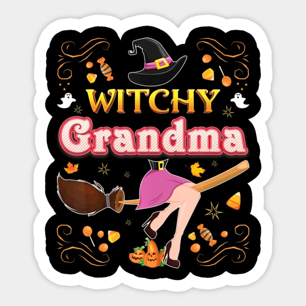 I'm He Witchy Grandma Witch Broom Halloween Pumpkin Family Sticker by crowominousnigerian 